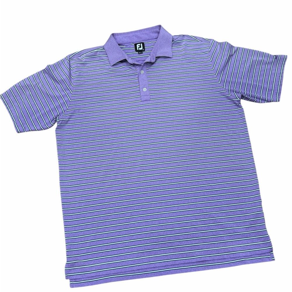 ⛳‎ FootJoy ProDry Purple Striped Lisle Golf Polo Shirt Men’s 2XL Self Collar 🟣
